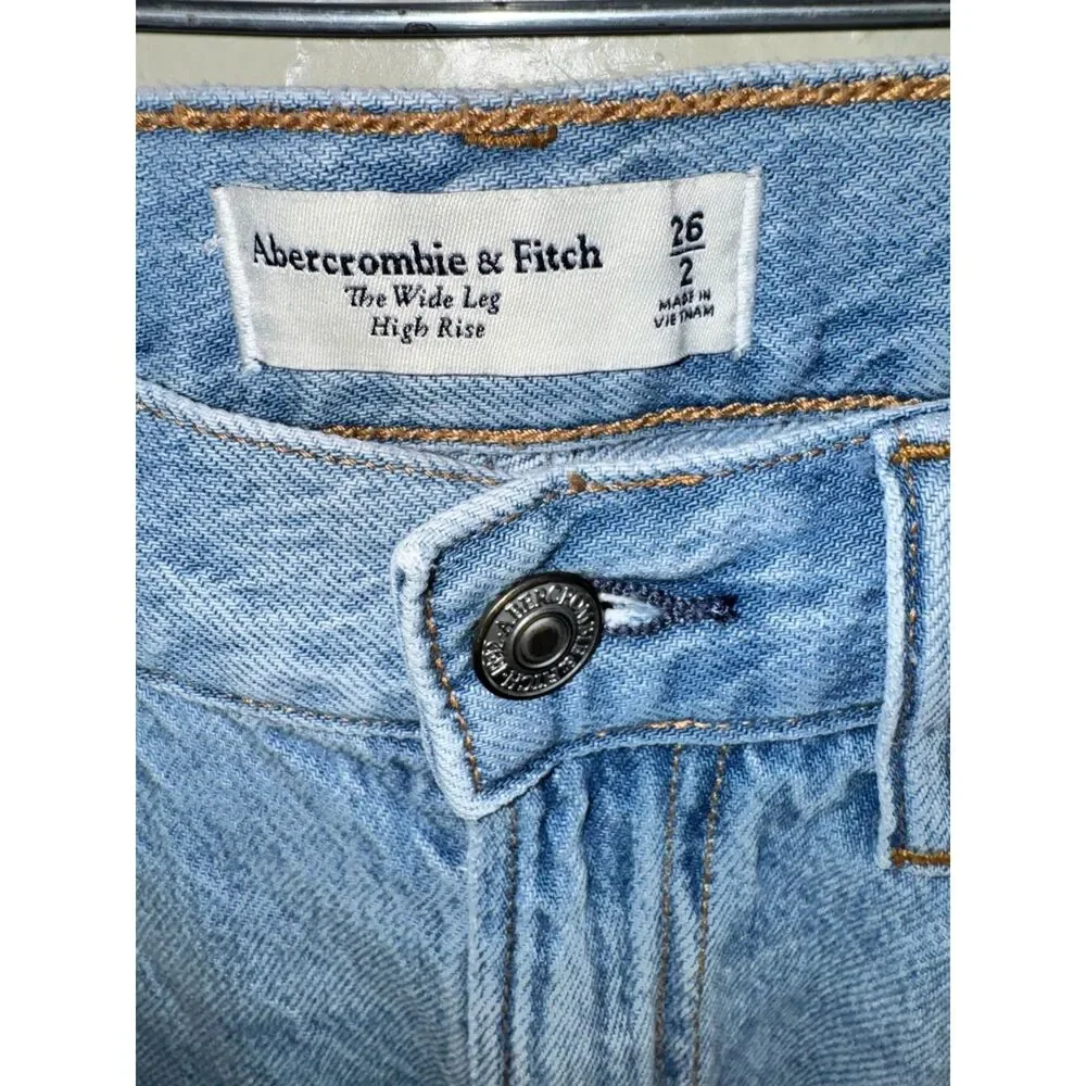 Abercrombie & Fitch The Wide Leg High Rise Jeans 26 2 Medium Wash - Picture 4 of 4